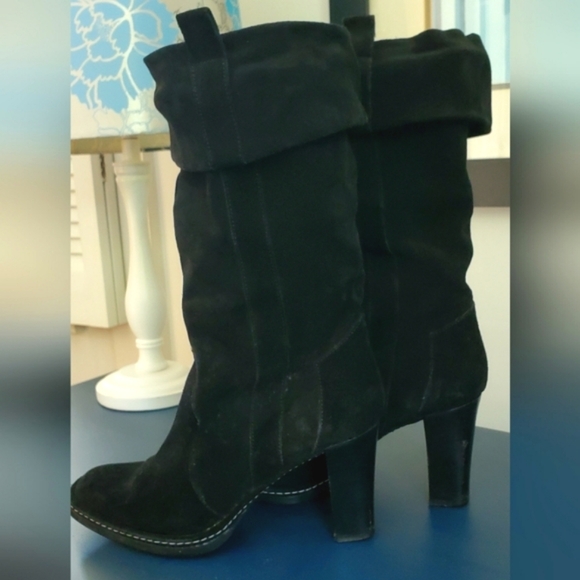 Via Spiga Black Suede Mid Calf Boot,  6.5 - Picture 4 of 11